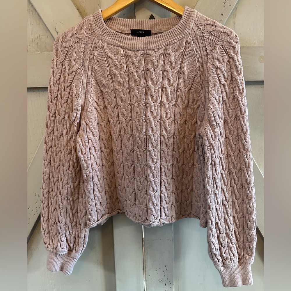 J. Crew Cable Knit Sweater Blush Pink Chunky Knit Pullover Medium